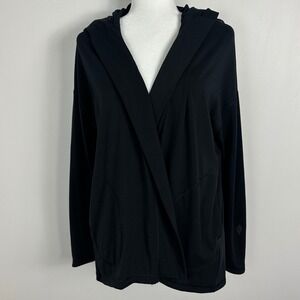 Indygena Black Akoro Hooded Sweater Womens Size Medium Knit Cardigan Lyocell